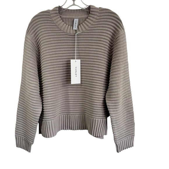 Varley Talbert Women’s Pullover Cotton Sweater Small Cobweb Gray Zipper Rib NEW - Picture 2 of 11